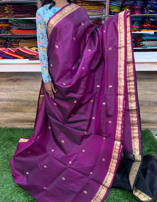 PURE KANCHIPURAM SAREES WITH SMALL BORDER