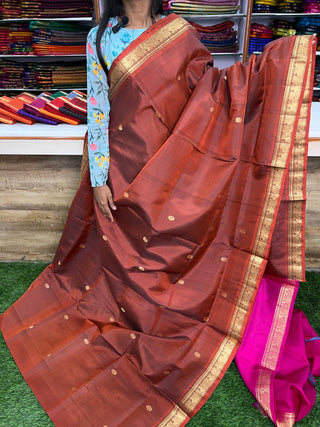 PURE KANCHIPURAM SAREES WITH SMALL BORDER