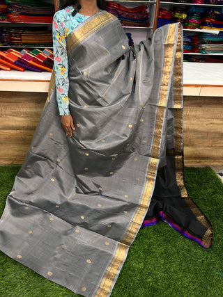 PURE KANCHIPURAM SAREES WITH SMALL BORDER