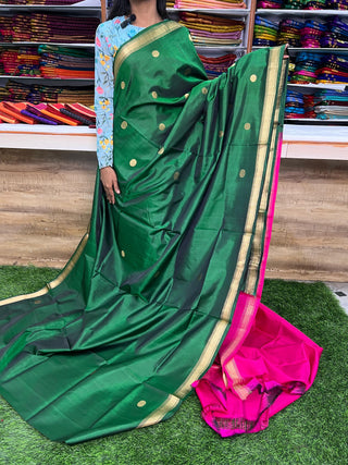 PURE KANCHIPURAM SAREES WITH SMALL BORDER