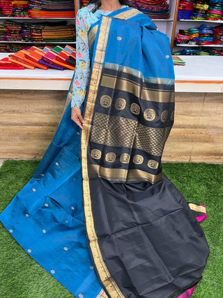 PURE KANCHIPURAM SAREES WITH SMALL BORDER