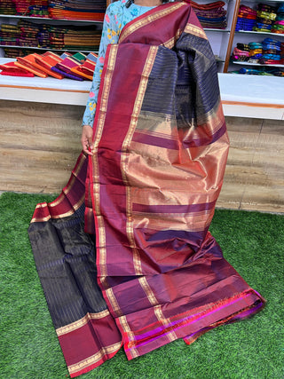 PURE KANCHIPURAM SAREES WITH GAP BORDER