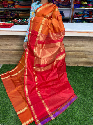 PURE KANCHIPURAM SAREES WITH GAP BORDER