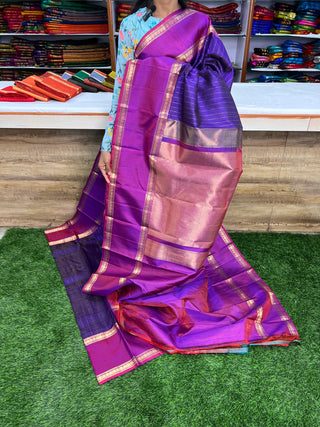 PURE KANCHIPURAM SAREES WITH GAP BORDER