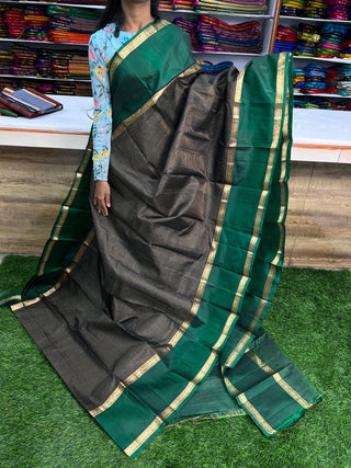 PURE KANCHIPURAM SAREES WITH GAP BORDER