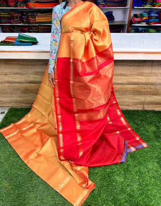 PURE KANCHIPURAM SAREES WITH GAP BORDER