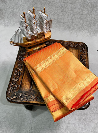 PURE KANCHIPURAM SAREES WITH GAP BORDER