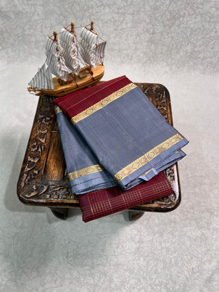 PURE KANCHIPURAM SAREES WITH GAP BORDER