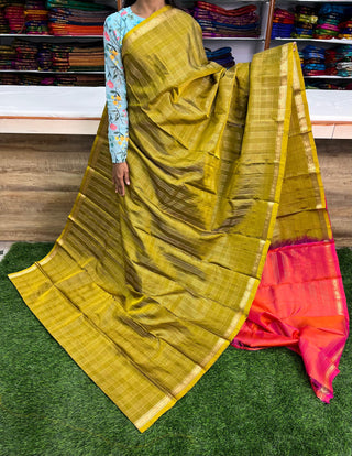 PURE KANCHIPURAM SAREES WITH SMALL BORDER