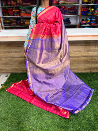 PURE KANCHIPURAM SAREES WITH SMALL BORDER