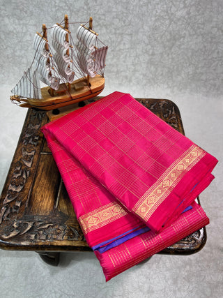 PURE KANCHIPURAM SAREES WITH SMALL BORDER