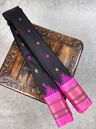 GADWAL PURE SILK HANDLOOM SAREE WITH KUTTU TEMPLE BORDER