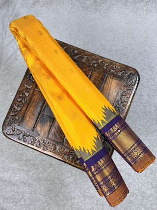 GADWAL PURE SILK HANDLOOM SAREE WITH KUTTU TEMPLE BORDER