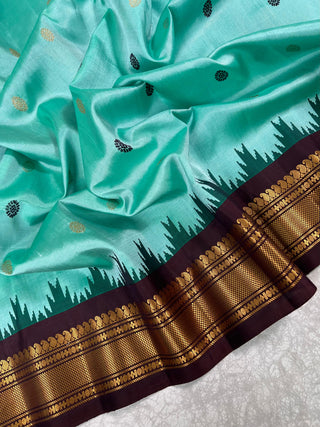 GADWAL PURE SILK HANDLOOM SAREE WITH KUTTU TEMPLE BORDER