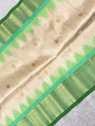 GADWAL PURE SILK HANDLOOM SAREE WITH KUTTU TEMPLE BORDER