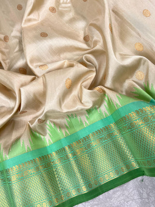 GADWAL PURE SILK HANDLOOM SAREE WITH KUTTU TEMPLE BORDER