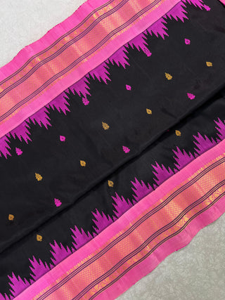 GADWAL PURE SILK HANDLOOM SAREE WITH KUTTU TEMPLE BORDER