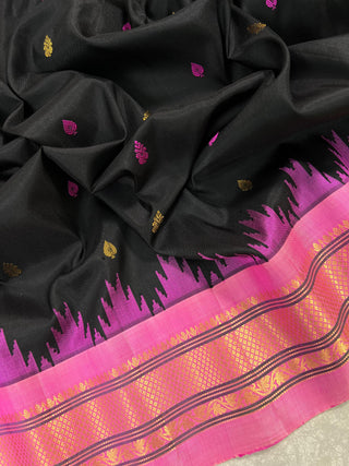 GADWAL PURE SILK HANDLOOM SAREE WITH KUTTU TEMPLE BORDER