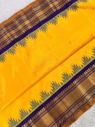 GADWAL PURE SILK HANDLOOM SAREE WITH KUTTU TEMPLE BORDER