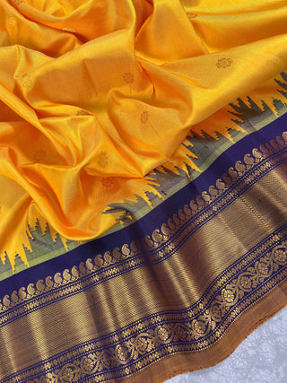 GADWAL PURE SILK HANDLOOM SAREE WITH KUTTU TEMPLE BORDER