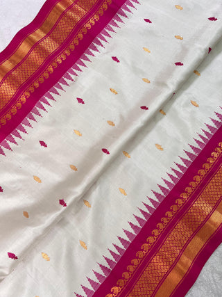 GADWAL PURE SILK HANDLOOM SAREE WITH KUTTU TEMPLE BORDER