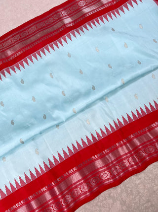 GADWAL PURE SILK HANDLOOM SAREE WITH KUTTU TEMPLE BORDER