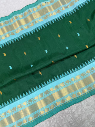 GADWAL PURE SILK HANDLOOM SAREE WITH KUTTU TEMPLE BORDER