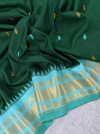 GADWAL PURE SILK HANDLOOM SAREE WITH KUTTU TEMPLE BORDER