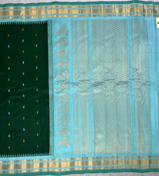 GADWAL PURE SILK HANDLOOM SAREE WITH KUTTU TEMPLE BORDER