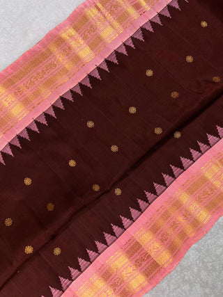 GADWAL PURE SILK HANDLOOM SAREE WITH KUTTU TEMPLE BORDER