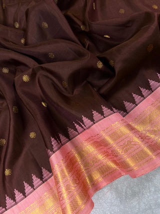 GADWAL PURE SILK HANDLOOM SAREE WITH KUTTU TEMPLE BORDER