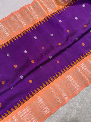 GADWAL PURE SILK HANDLOOM SAREE WITH KUTTU TEMPLE BORDER