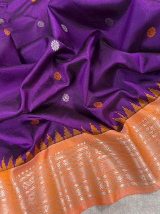 GADWAL PURE SILK HANDLOOM SAREE WITH KUTTU TEMPLE BORDER