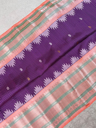 GADWAL PURE SILK HANDLOOM SAREE WITH KUTTU TEMPLE BORDER