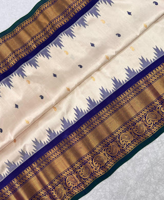 GADWAL PURE SILK HANDLOOM SAREE WITH KUTTU TEMPLE BORDER