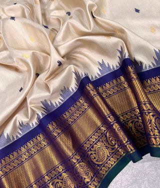 GADWAL PURE SILK HANDLOOM SAREE WITH KUTTU TEMPLE BORDER