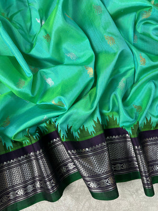 GADWAL PURE SILK HANDLOOM SAREE WITH KUTTU TEMPLE BORDER