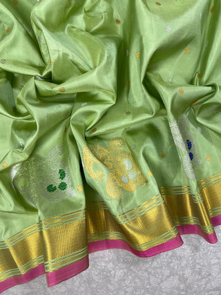 GADWAL PURE SILK HANDLOOM SAREE WITH MAHARANI MEENAKARI BORDER