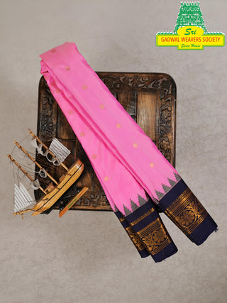 GADWAL PURE SILK HANDLOOM SAREE WITH KUTTU TEMPLE BORDER