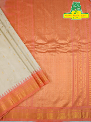 GADWAL PURE SILK HANDLOOM SAREE WITH KUTTU TEMPLE BORDER