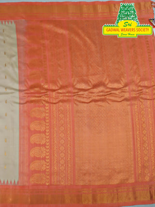 GADWAL PURE SILK HANDLOOM SAREE WITH KUTTU TEMPLE BORDER