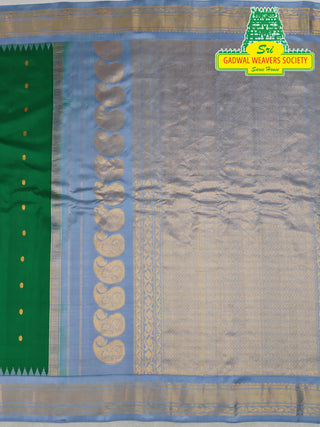 GADWAL PURE SILK HANDLOOM SAREE WITH KUTTU TEMPLE BORDER