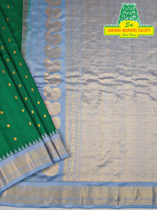 GADWAL PURE SILK HANDLOOM SAREE WITH KUTTU TEMPLE BORDER