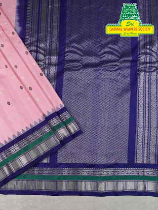 GADWAL PURE SILK HANDLOOM SAREE WITH KUTTU TEMPLE BORDER