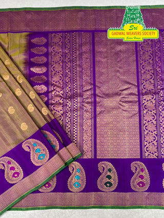 GADWAL PURE SILK HANDLOOM SAREE WITH MAHARANI MEENAKARI BORDER