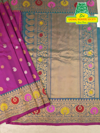 GADWAL PURE SILK HANDLOOM SAREE WITH MAHARANI MEENAKARI BORDER