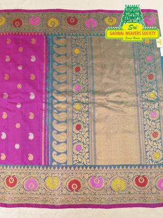 GADWAL PURE SILK HANDLOOM SAREE WITH MAHARANI MEENAKARI BORDER