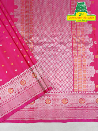 GADWAL PURE SILK HANDLOOM SAREE WITH MAHARANI MEENAKARI BORDER