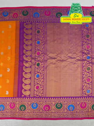 GADWAL PURE SILK HANDLOOM SAREE WITH MAHARANI MEENAKARI BORDER