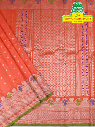 GADWAL PURE SILK HANDLOOM SAREE WITH MAHARANI MEENAKARI BORDER